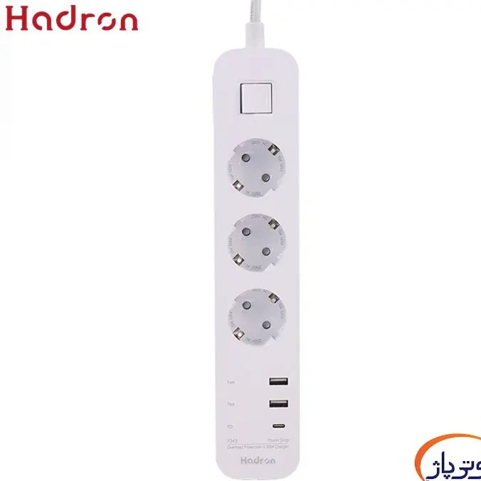 چندراهی برق هادرون مدل P343 با کابل ۱.۸ متری و شارژر ۳۰ وات