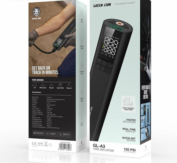 کمپرسور باد شارژی گرین لاین مدل GL-A3 ظرفیت ۱۵۰ PSI